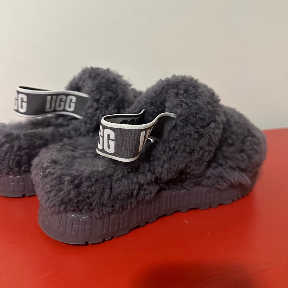 ugg platform flip flops grey